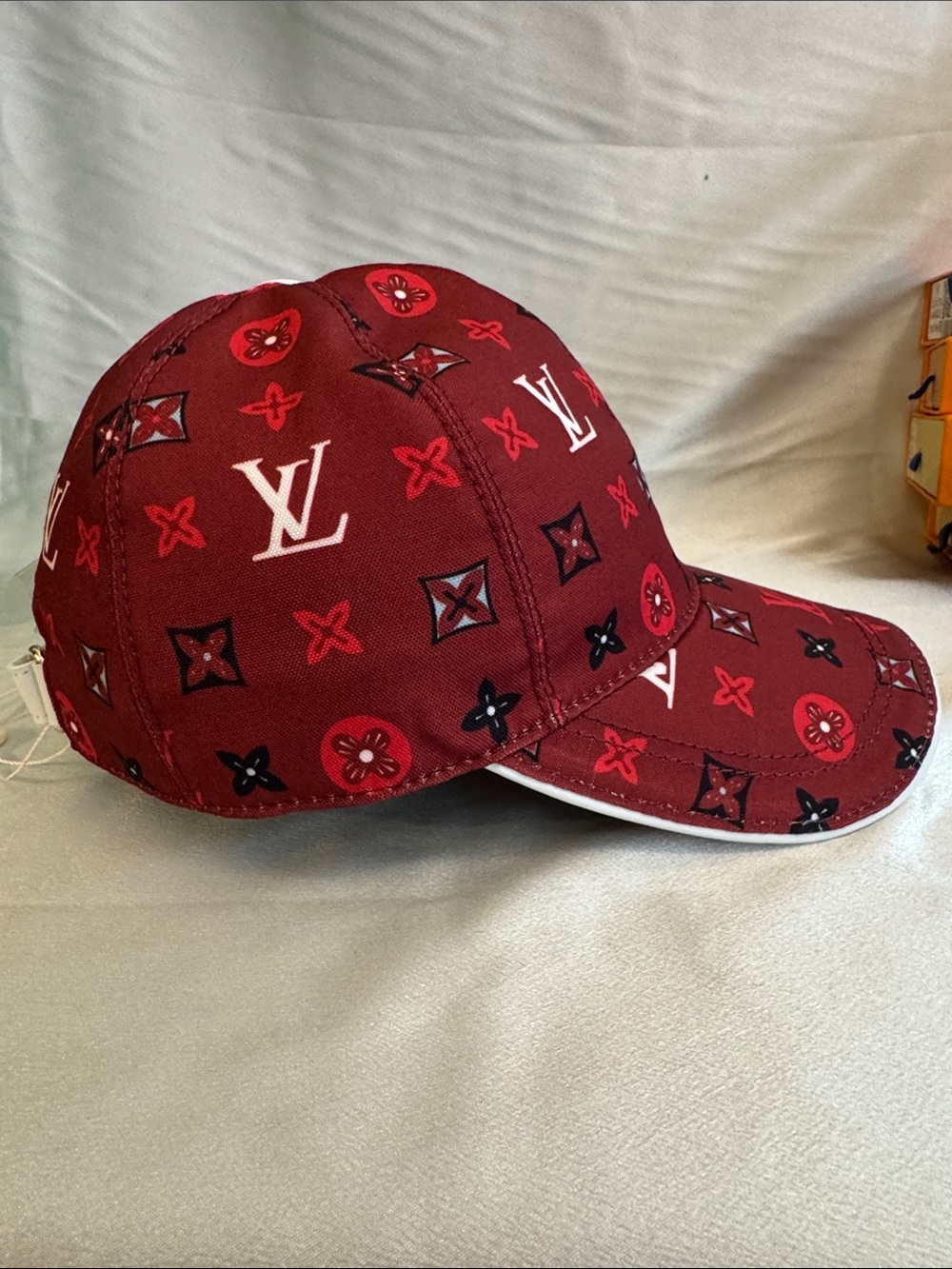 Louis Vuitton Burgundy Baseball Cap with Monogram Motif/White Leather Trim🔥New! - Picture 4 of 8